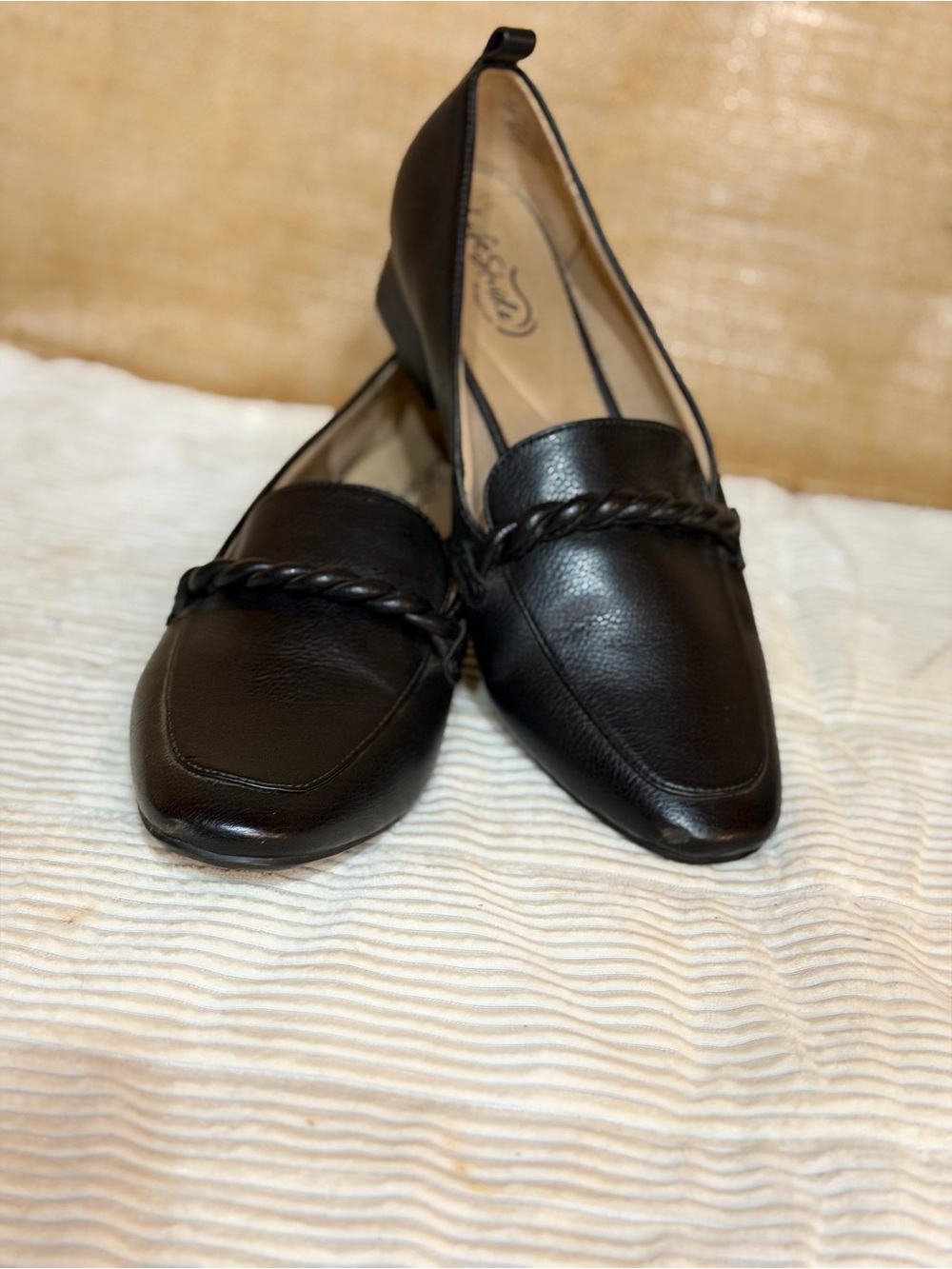 Life Stride Black Braided Slip-On Loafers